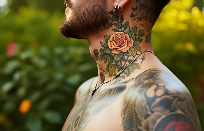 Floral Neck Tattoo