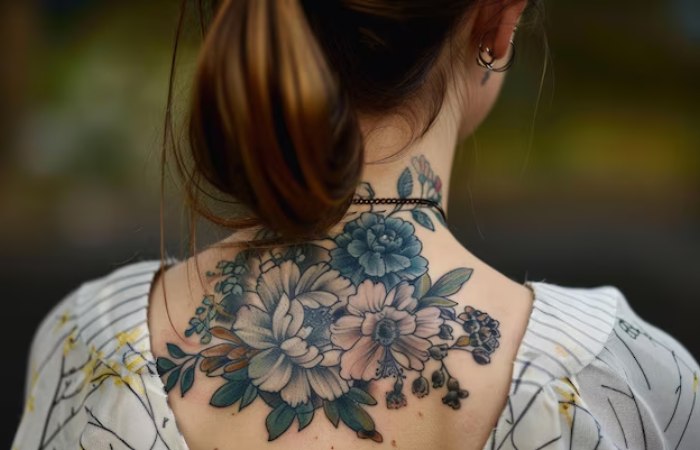 Flower Neck Tattoo