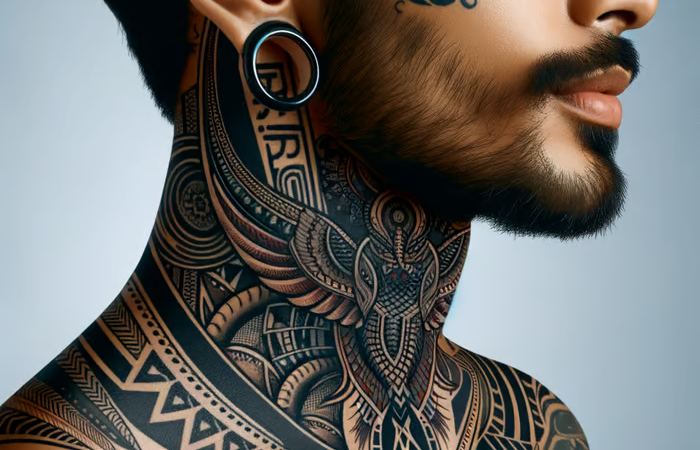 Tribal Neck Tattoo