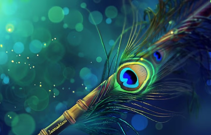 Krishna Peacock Feather Wallpaper 4K