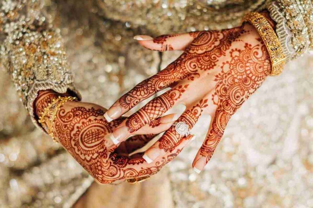 Ring Ceremony Mehndi Design For Engagement Bride