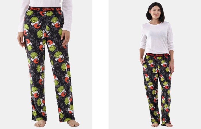 Dr. Seuss Women's Grinch Velour Sleep Pants, Sizes XS-3X